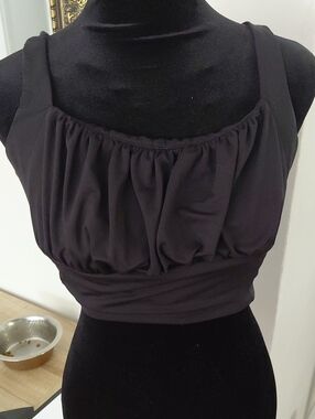 SHEIN Black Ruched Crop Cami Top